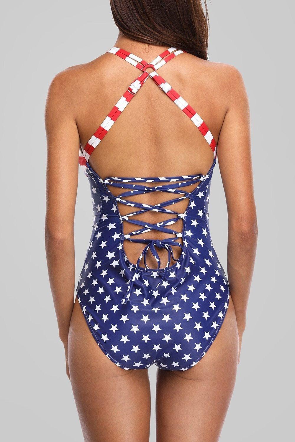 American Flag Striped Swimsuit