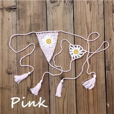Hand Crochet Lace Daisy String Thong