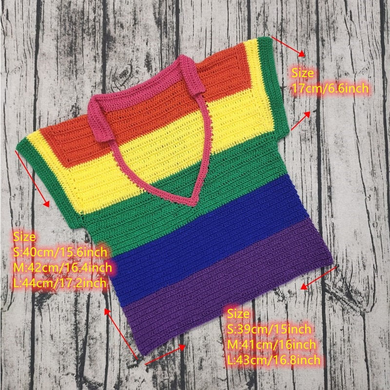 Rainbow Hand Crochet Top