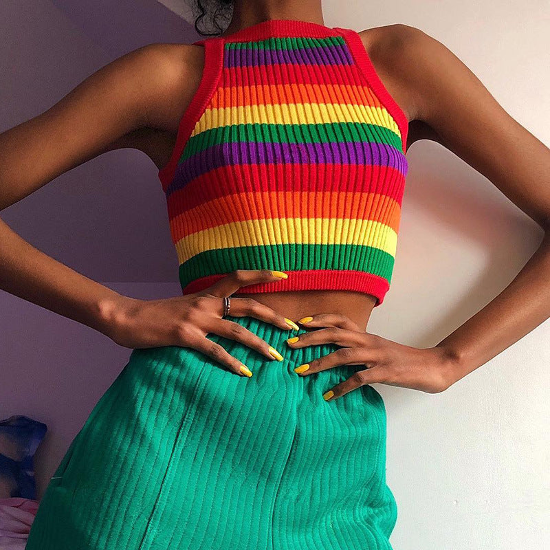 Colorful Striped Sexy Sling