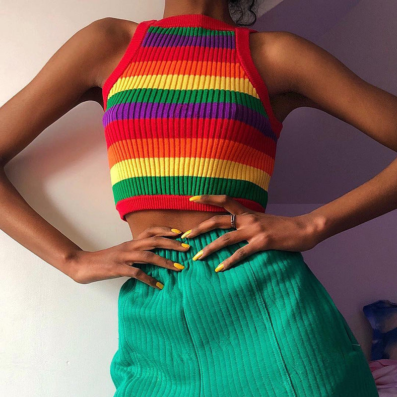 Colorful Striped Sexy Sling