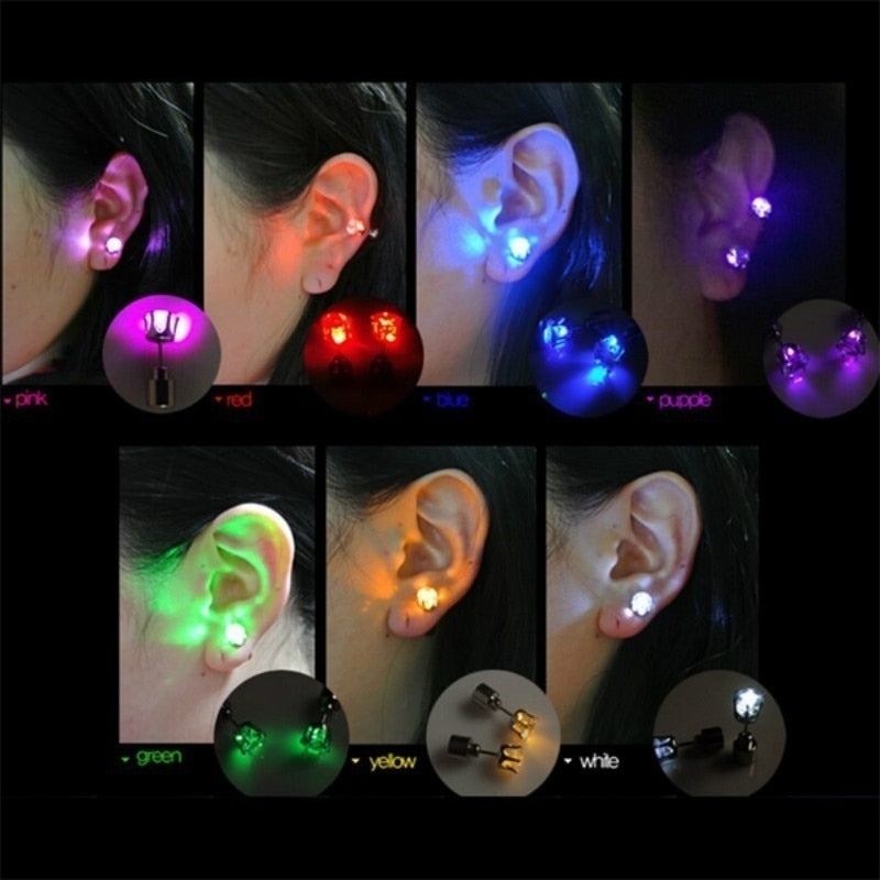 Light Up LED Bling Ear Stud Earrings
