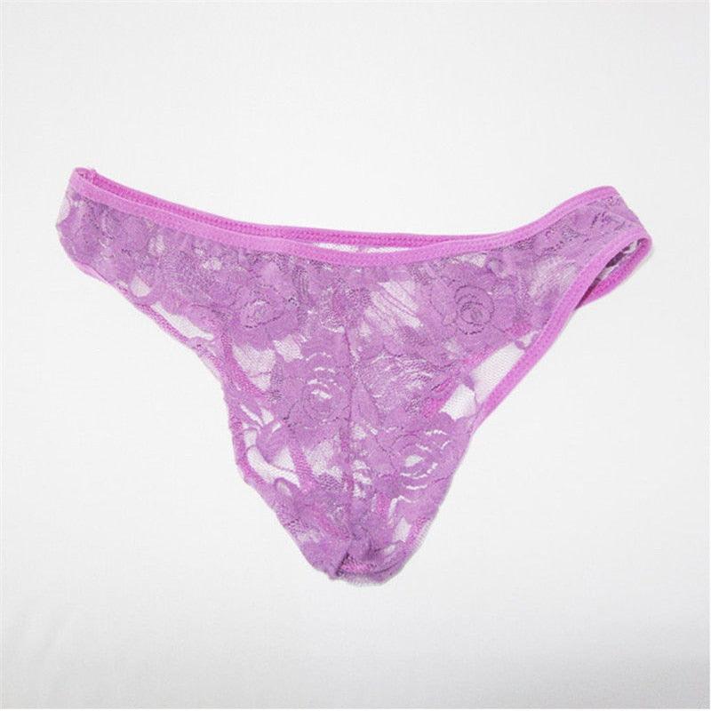 Men's Sexy Lace Transparent See Through Briefs