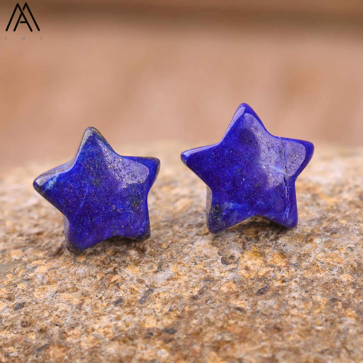Natural Stone Star Stud Earrings