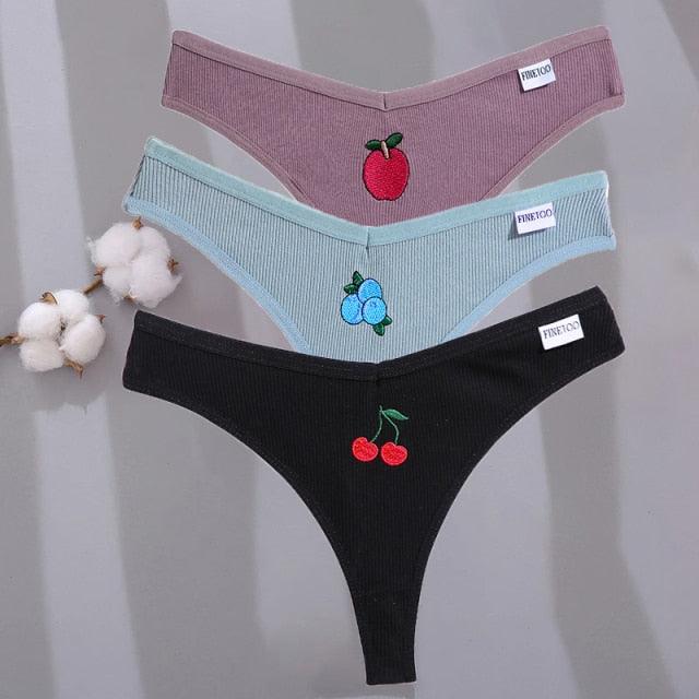 3PCS/Set Cotton Embroidery Panties - M-XL