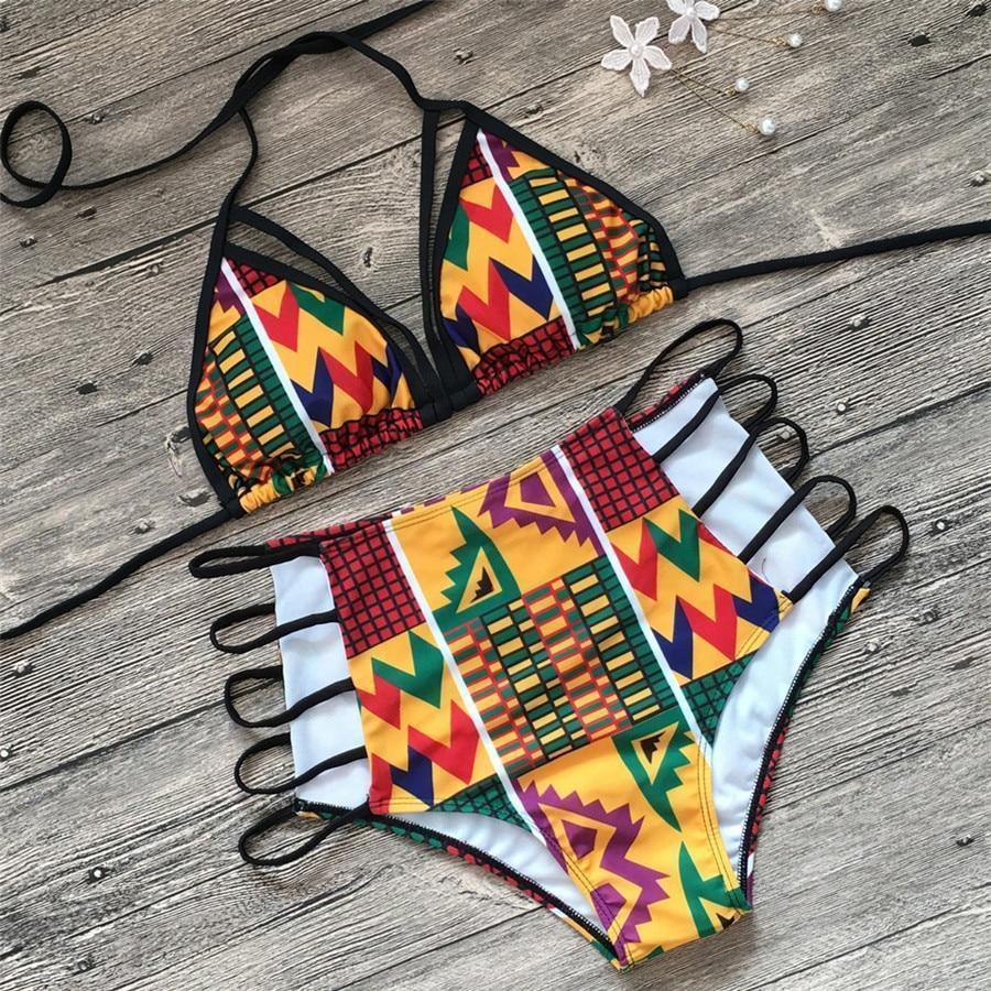 Brazilian Print Halter Top Bikini
