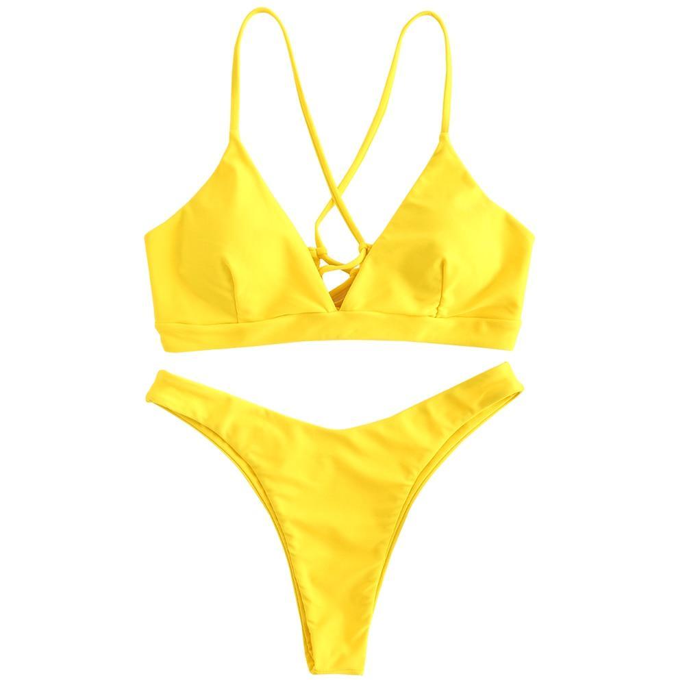 Rubber Ducky Yellow - Lace-Up High Cut Bikini