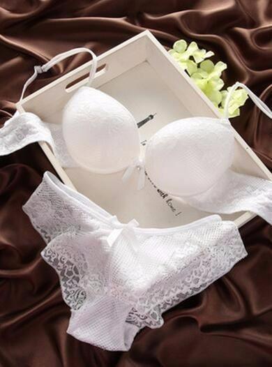 Embroidery Cotton Bra Lace Bra & Panty Set - Bra & Panties Sets