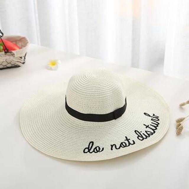 Big Brim Embroidery "Do Not Disturb" Straw Sun Hats - Beach Hat